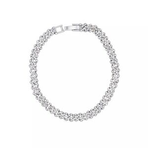 ADORNIA Silver 8mm Crystal Curb Chain Bracelet
